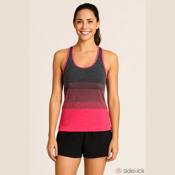 FC Tops - FC Athletic Wear, Gray and Pink Tank Top, Plus Size